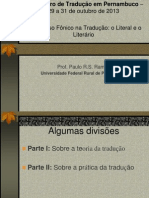 Palestra O Universo Fônico Na TRadução III Encontro de Tradutores em Pernambuco 2013