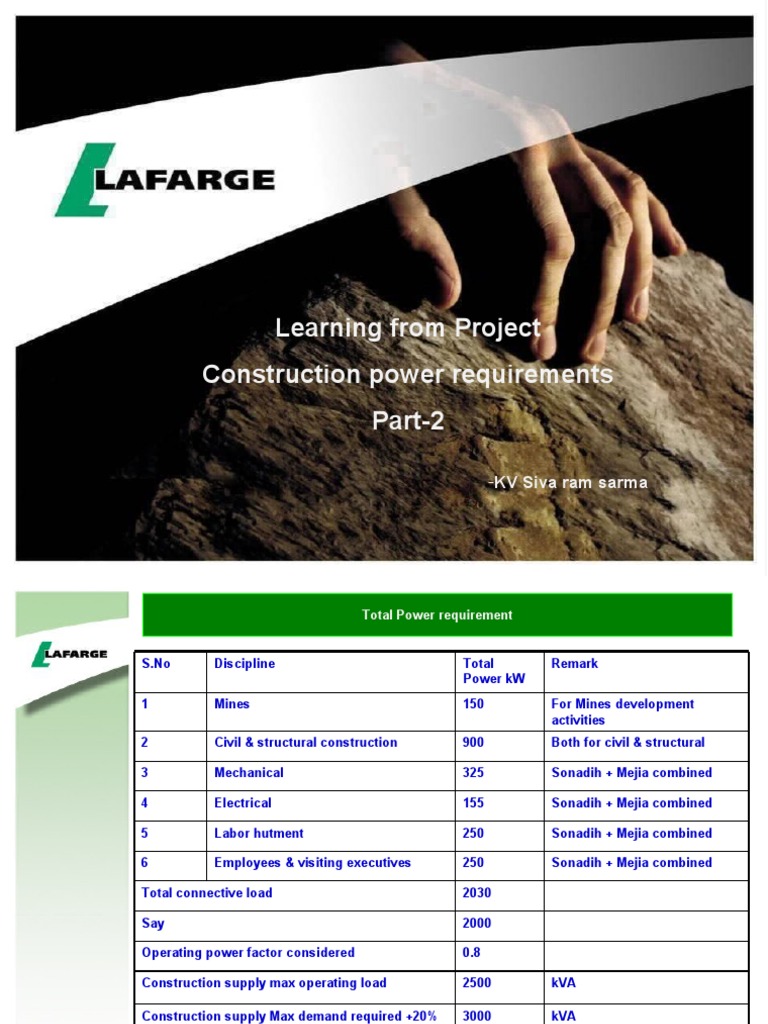 Sonadih Clinker Line Project Power Needs | PDF | Electrical Grid | Watt
