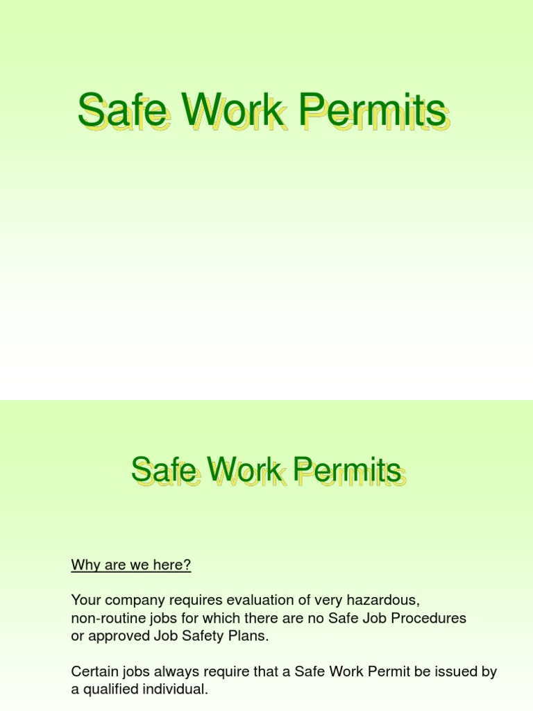 Safe Work Permit 1 | PDF | Personal Protective Equipment | Oxygen