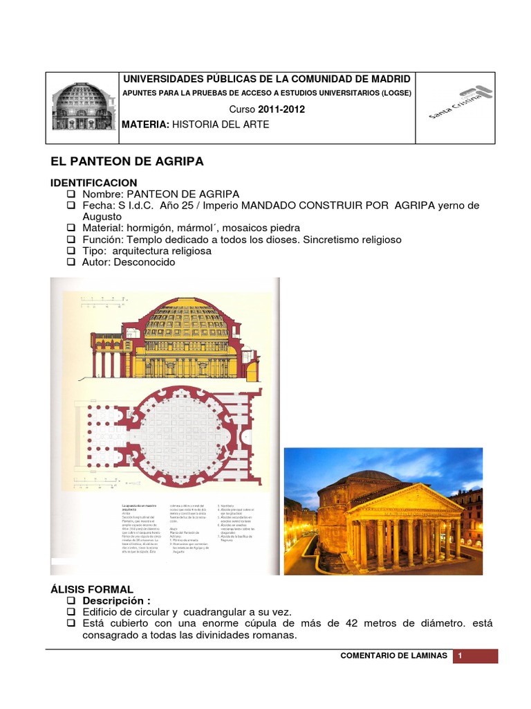 Análisis del Panteón de Agripa | PDF | Hazme | Diseño arquitectonico