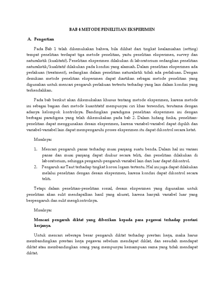 Bab 4 Metode Penelitian Eksperimen Docx