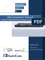 LTRT-40105 Mediant 1000B SBA For Microsoft Lync 2013 Installation Manual Ver. 6.6 PDF