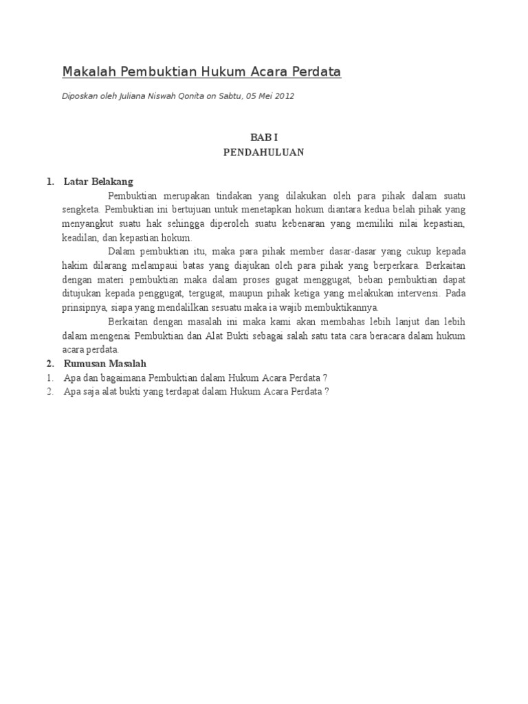 Makalah Pembuktian Hukum Acara Perdata Doc