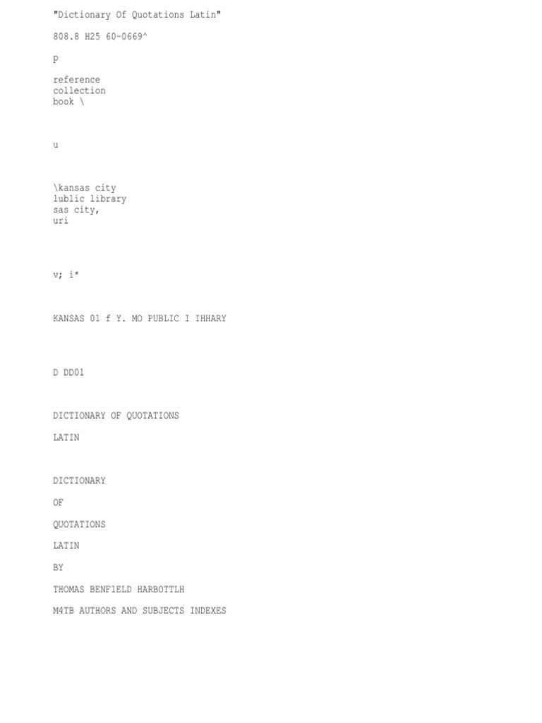 Dictionary Of Quotations Latin Txt