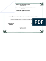 Certificate of Participation: Erwin B. Bocalig Karen R. Binalingbing SSC President SSC Adviser