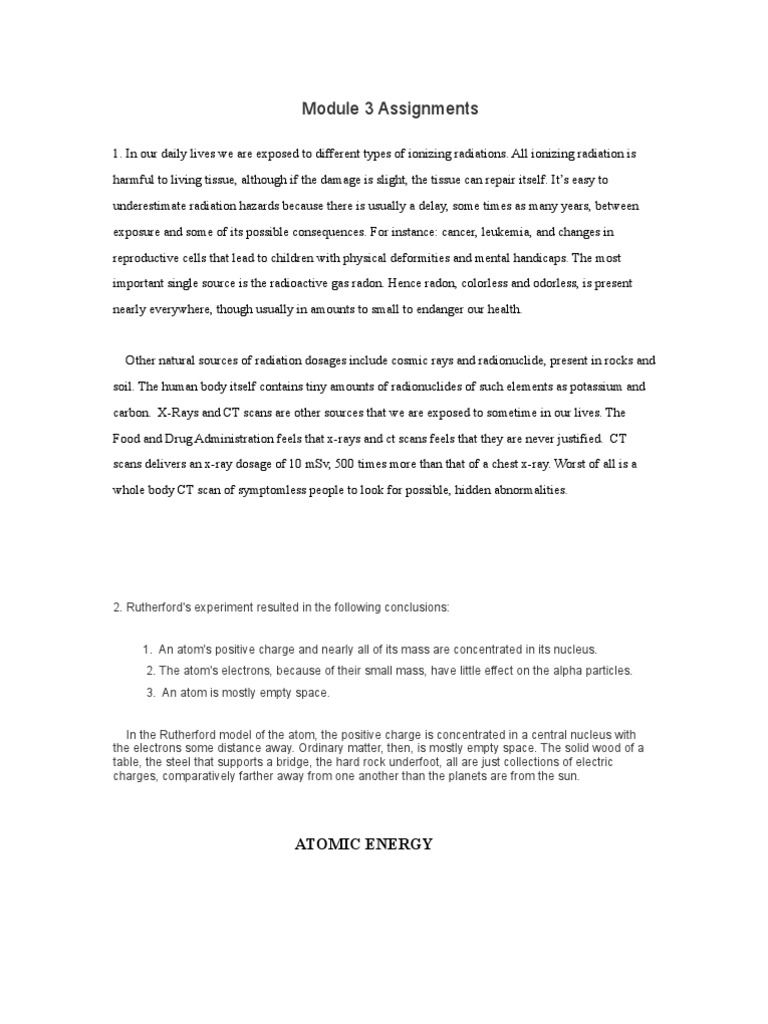 Module 3 Assignments | PDF | Ionizing Radiation | Atoms