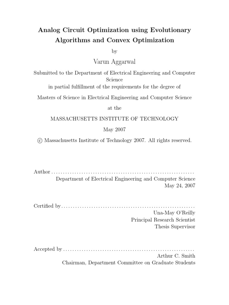 Analog Circuit Optimization Thesis | PDF