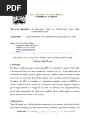 Policy Brief on Wage Differential in Kenya by CPA Joash Kosiba