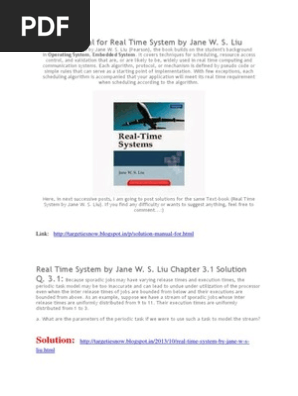 Solution Manual Real Time System Bt Jane W S Liu Solution Manual Pdf Real Time Computing Computer Architecture