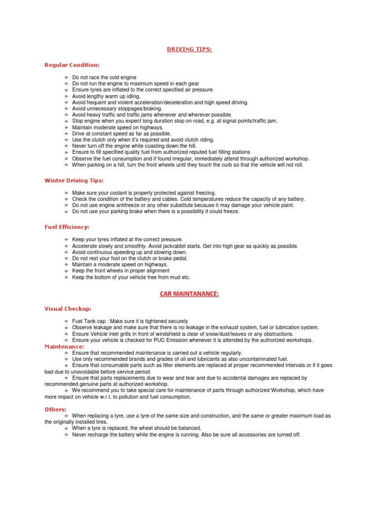 Driving Tips | PDF | Clutch | Fuel Economy In Automobiles