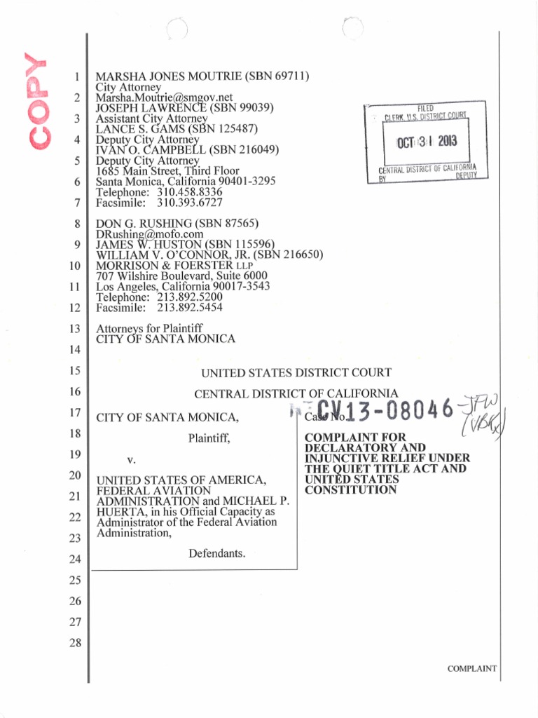 SMO Complaint (Conformed Copy) (10-31-13) PDF | PDF