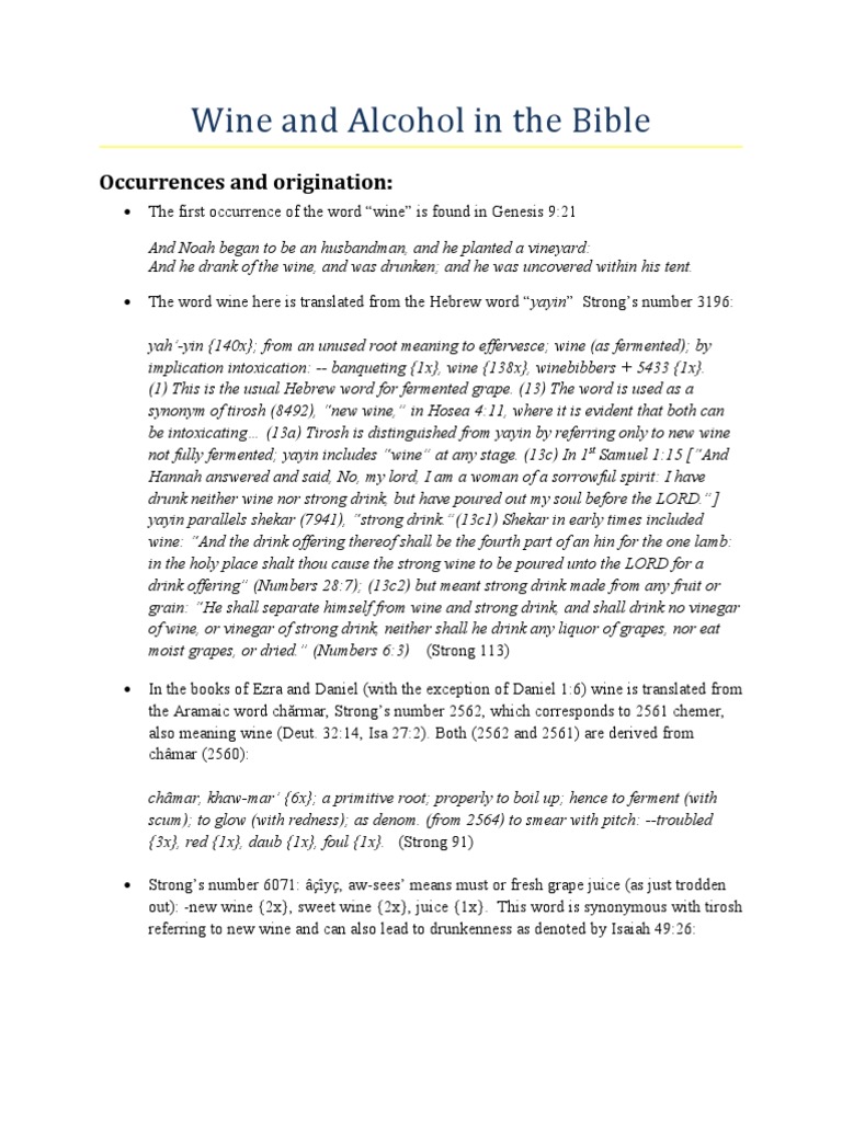 Wine and Alcohol in The Bible Study by Fiseha Brooks PDF Aaron Bible