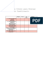 lista de cotejo para evaluar un cuestionario