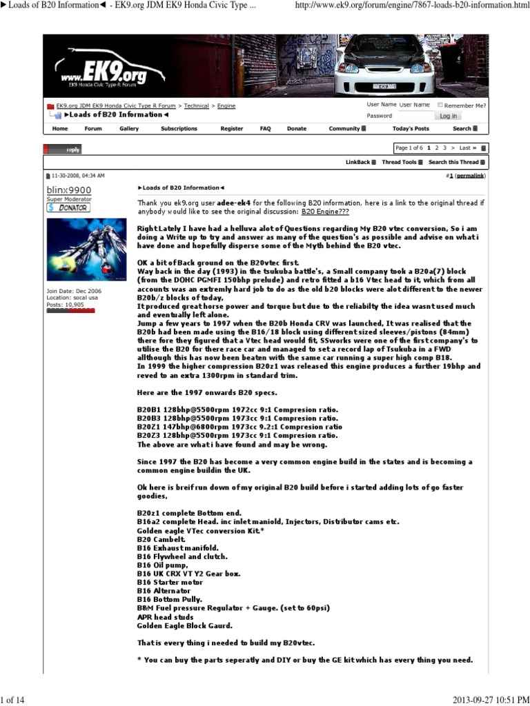 Loads of B20 Information - EK9 | PDF | Internet Forum 