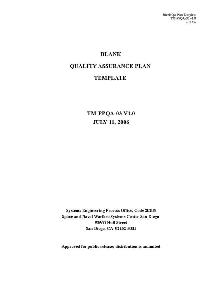 Blank QA Plan Template Guide | PDF | Quality Assurance | Software ...