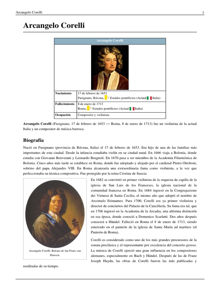 Arcangelo Corelli: Un violinista y compositor italiano de la música ...