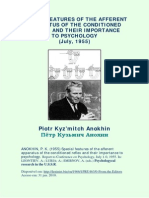 Anokhin - Características especiais do aparato aferente dos reflexos condicionados e sua importância para a psicologia (1955)