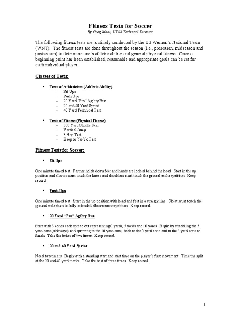 Stanford Soccer Fitness Testing Guide | PDF | Athletic Sports | Recreation