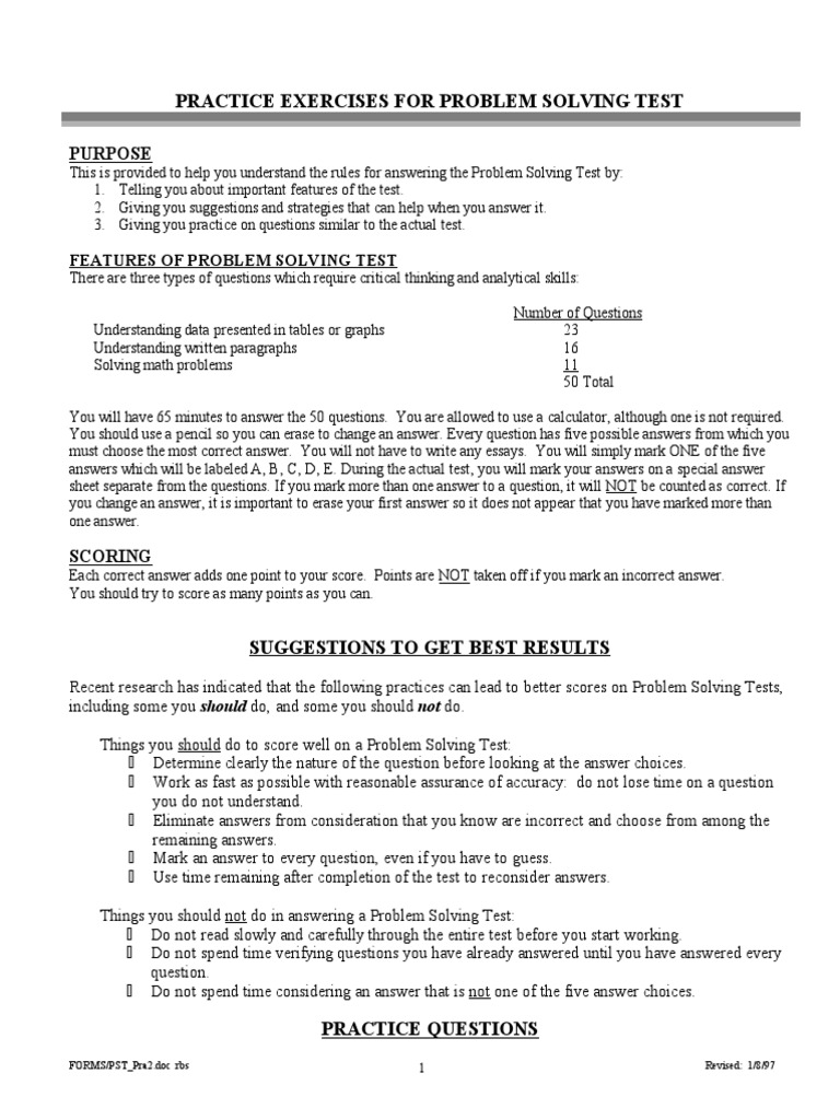 PST Practice Exercises and Strategies | PDF | Percentage | Employment