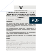 Decreto Supremo #017-2007-Ed. Aprueban Reglamento de La Ley #28988, Ley Que Declara La Educación Básica Regular Como Servicio Público Esencial