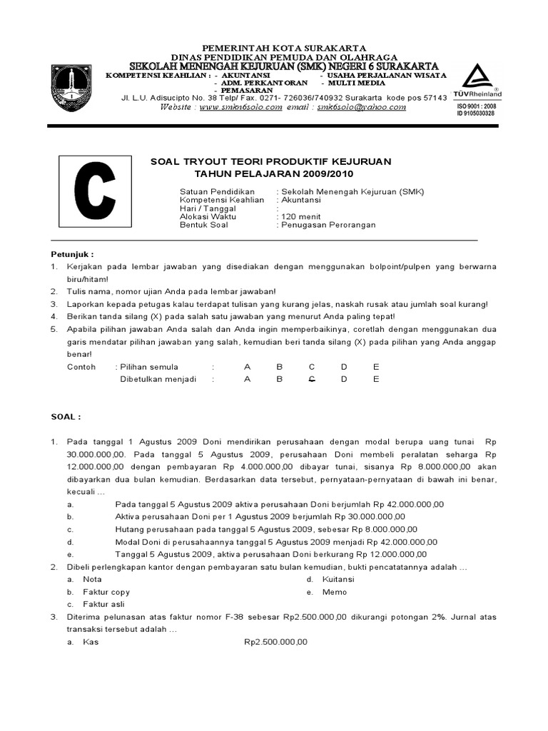 Tryout Uan Teori Kejuruan Akuntansi Doc