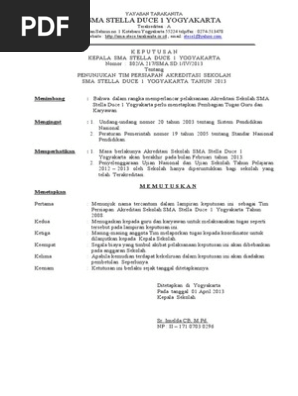 Sk Tim Akreditasi Sekolah Sd