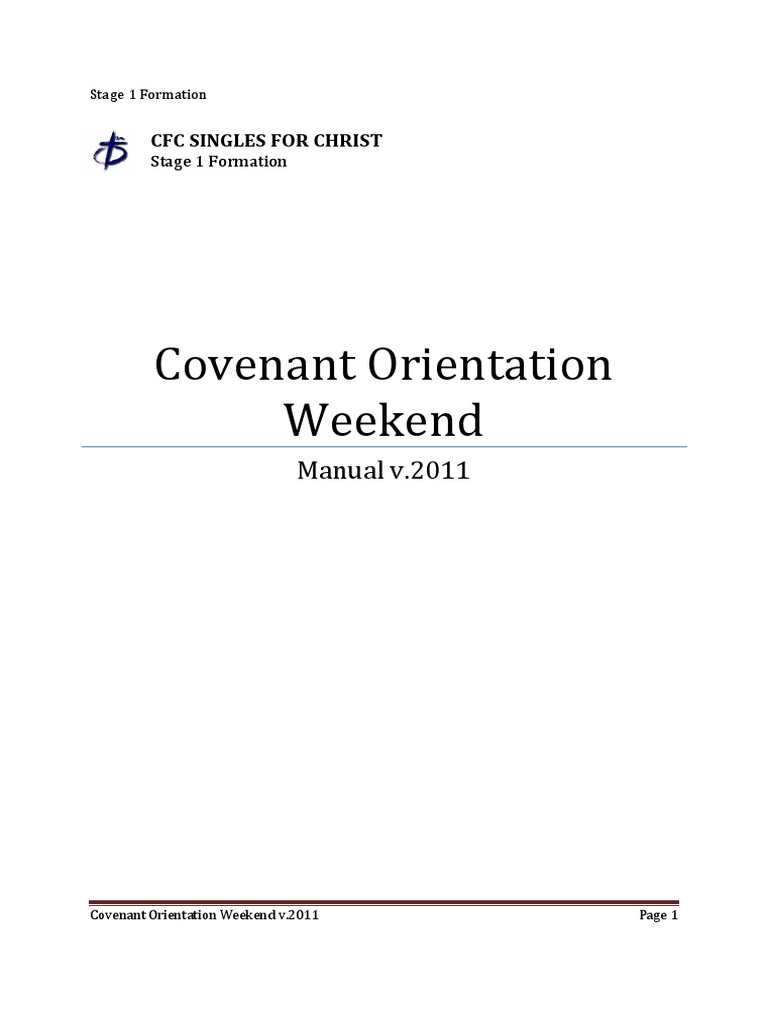 CFC Singles Covenant Orientation Manual | PDF | Eucharist | Prayer