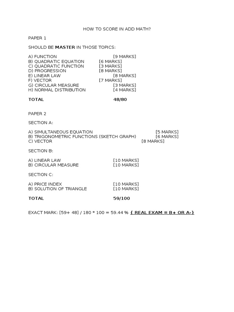 How To Score in Add Math | PDF | Teaching Methods & Materials ...