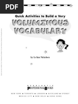 Quick Activities to Build a Very Voluminous Vocabulary Gr 4-8