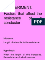Factors That Affect The Resistance of A Conductor Experiment