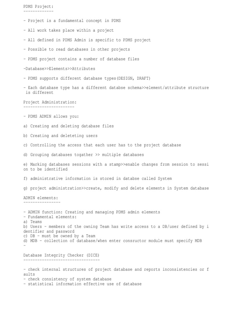 PDMS Project Administration Overview | PDF | Computers | Technology ...