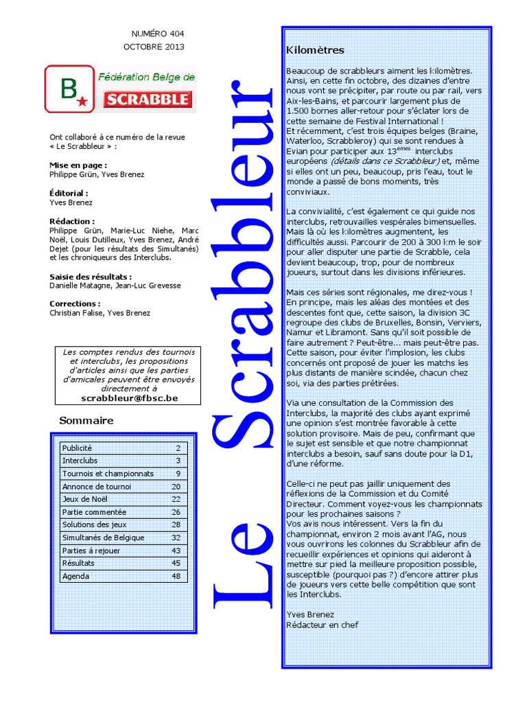 Le Scrabbleur : Convivialité et Compétition | PDF | Des sports | Loisirs