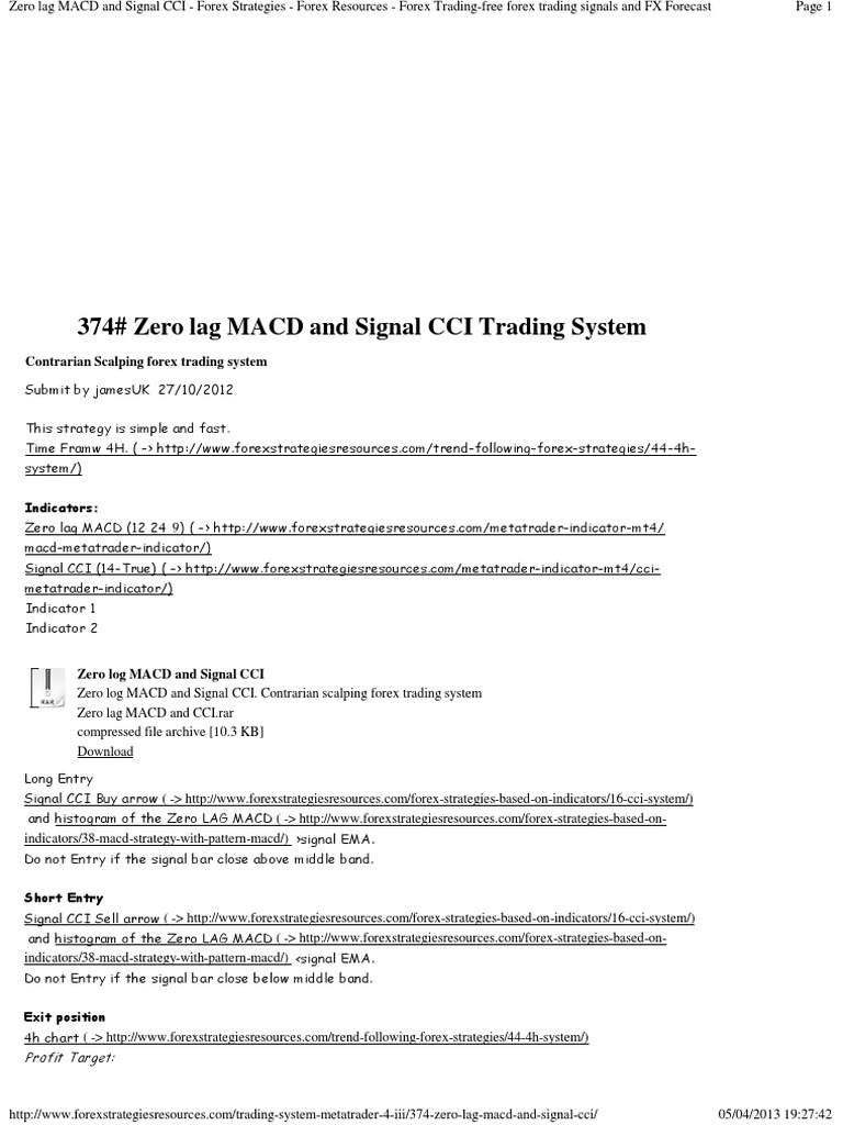 374 Zero Lag Macd And Signal Cci Trading System - 