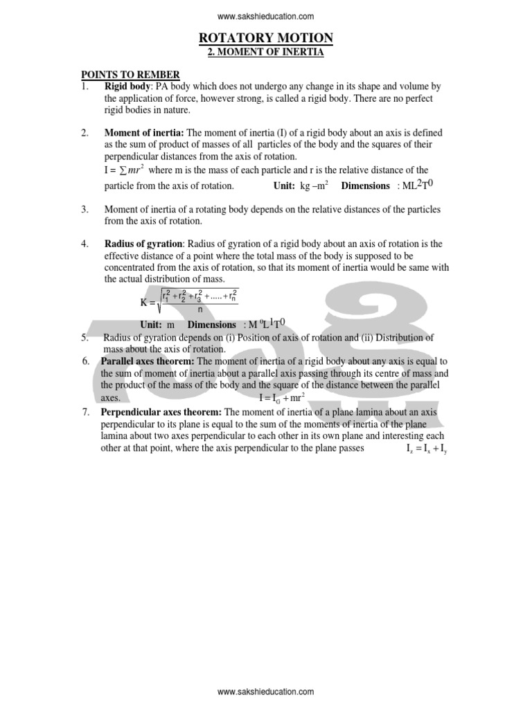 Moment of Inertia in Rotational Dynamics | PDF | Rotation Around A ...
