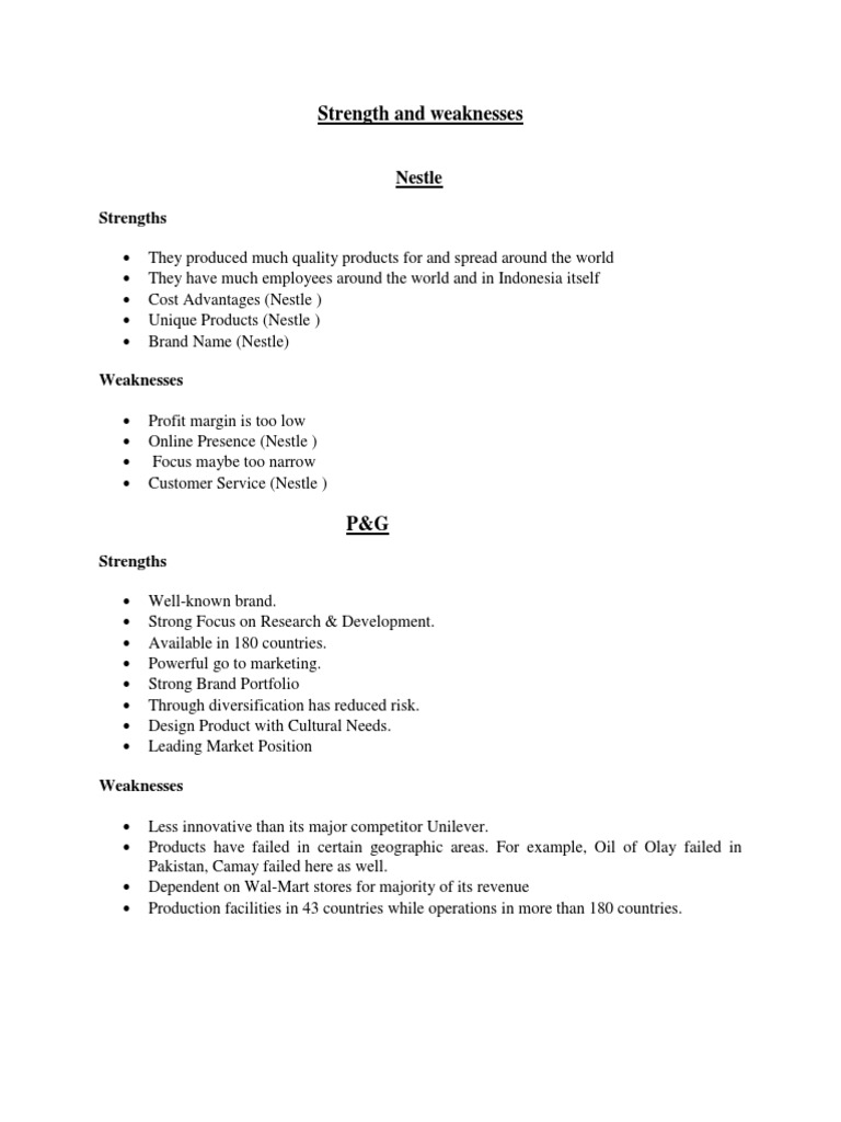 Strength and Weaknesses: Strengths | PDF | Career & Growth | Business