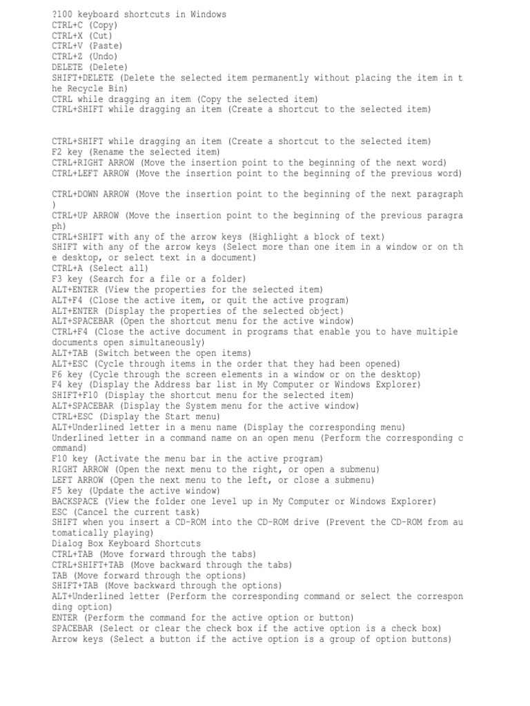 Short Key.txt Computer Keyboard Command Line Interface