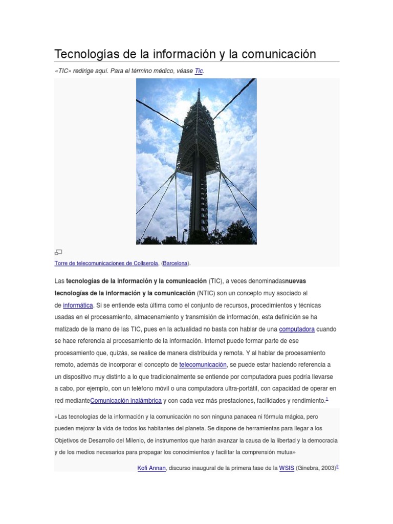 Tecnologas de La Informacin y La Comunicacin | PDF | Tecnología de ...