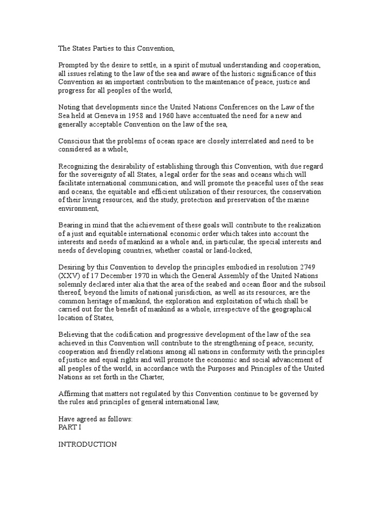 UN Convention on the Law of the Sea | PDF | Territorial Waters ...