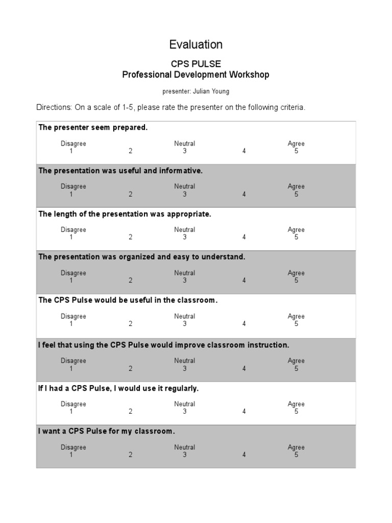 Workshop Evaluation | PDF