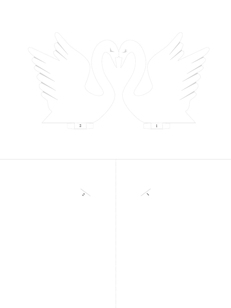 11D Heart of Swans Pop Up Card PDF With 3d Heart Pop Up Card Template Pdf