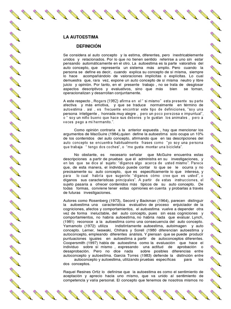 Definición y Formación de la Autoestima | PDF | Autoestima | Concepto