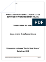 Trabajo Final de Grado Ley de Servicios Financieros # 393 en Bolivia
