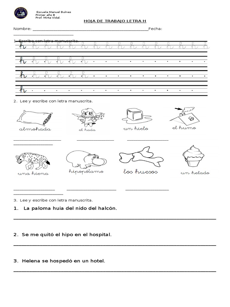Hoja de Trabajo Letra H | PDF | Crecimiento personal y profesional |  Estudios de idiomas extranjeros, image size:768x1024