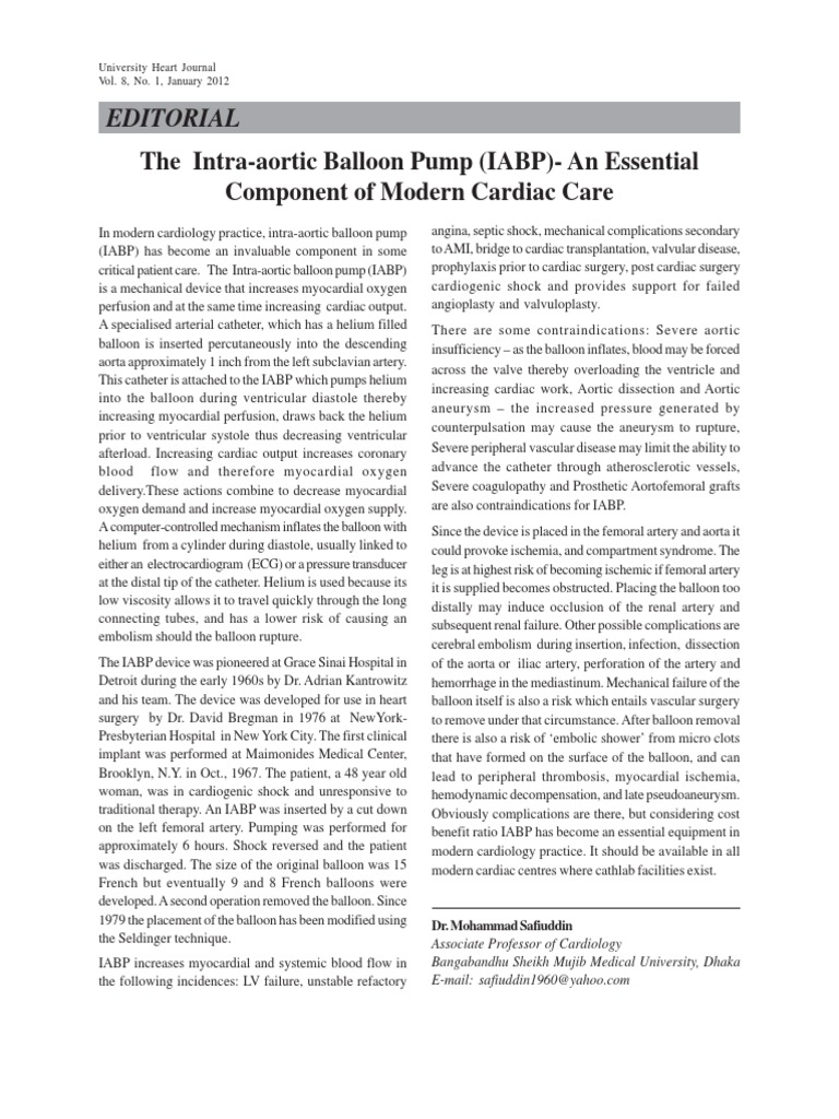 The Intra Aortic Balloon Pump Iabp An Essential Component Of Modern