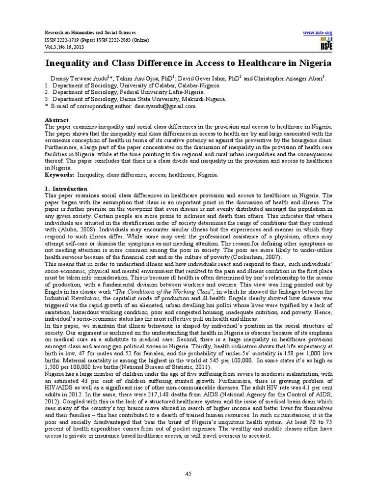 Healthcare Inequality in Nigeria | PDF | Academic Journal | Health Care