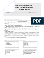 Evaluación Diagnóstica Lenguaje Y Comunicación 3° Año Básico