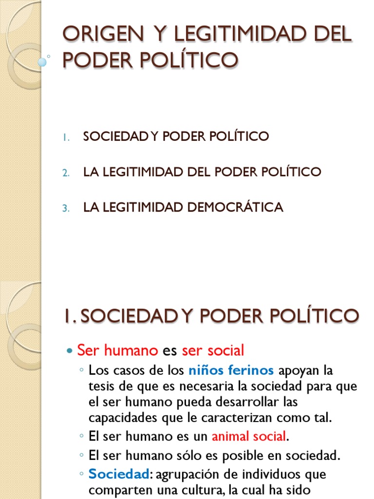 ORIGEN Y LEGITIMIDAD DEL PODER POLÍTICO Contrato social