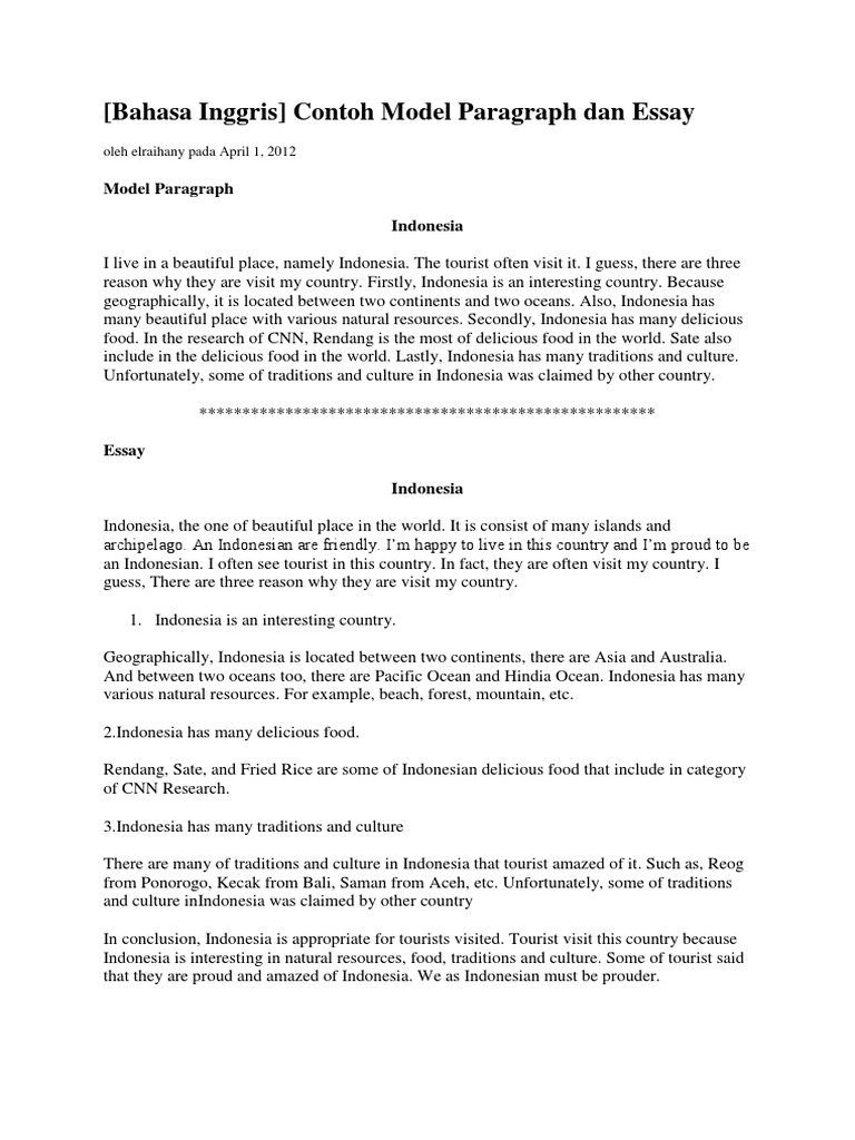 Contoh Essay Paragraph Docx