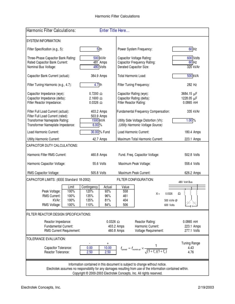 Harmonic Filter Calculations Entertainment (General) Nature