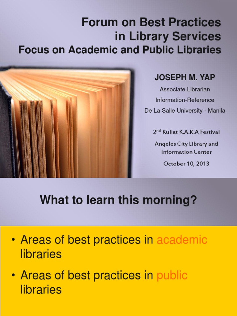 Best Practices in Library Services | PDF | Public Library | Libraries